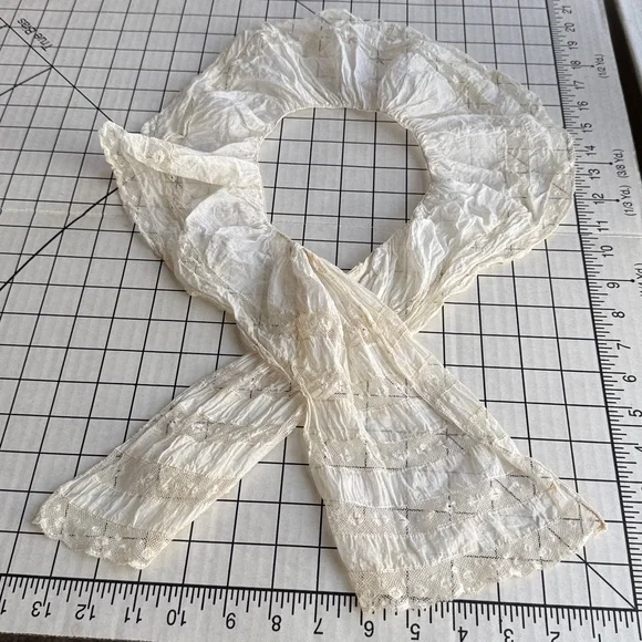 Antique Lace Collar & Trim Lot Victorian Edwardian Filet Lace Heirloom Sewing - Picture 8 of 12